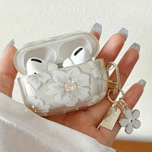 Coque blanche AirPods avec porte-clés