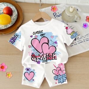 2 pcs t-shirt cœur leggings