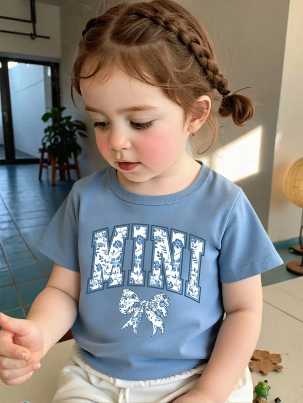 2 pcs t-shirts fleurs lettres assortis – Image 3