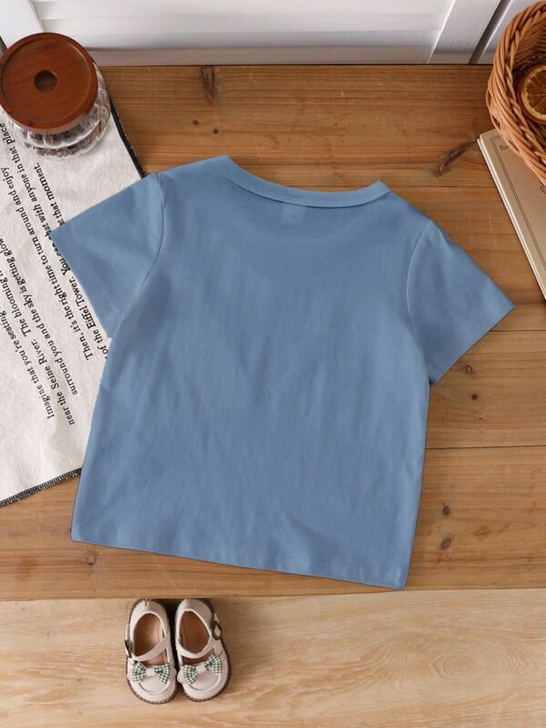 2 pcs t-shirts fleurs lettres assortis – Image 2