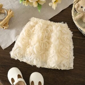 Jupe roses en organza 3D