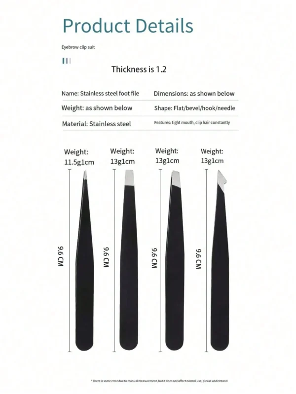 4 pcs pinces sourcils acier – Image 8