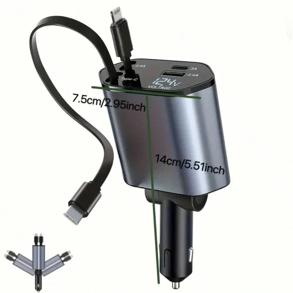 Chargeur voiture câble rétractable – Image 4