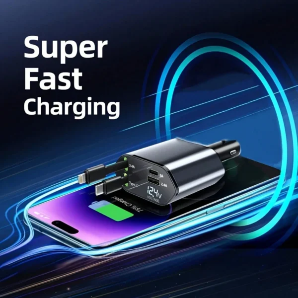 Chargeur voiture câble rétractable – Image 6