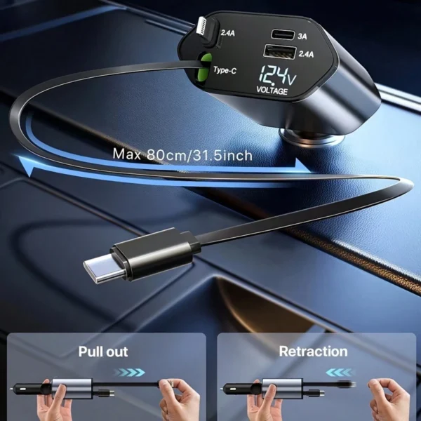 Chargeur voiture câble rétractable – Image 7