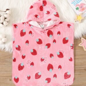 Peignoir flanelle fraise capuche