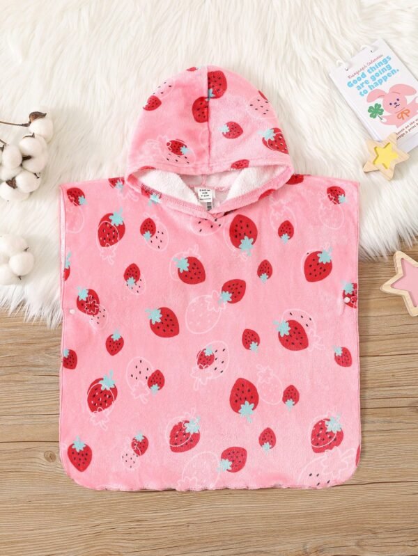 Peignoir flanelle fraise capuche