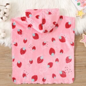 Peignoir flanelle fraise capuche