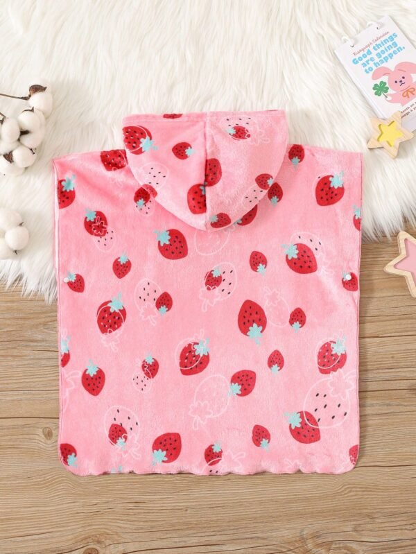 Peignoir flanelle fraise capuche – Image 2