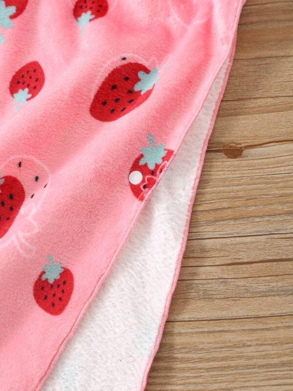 Peignoir flanelle fraise capuche – Image 4