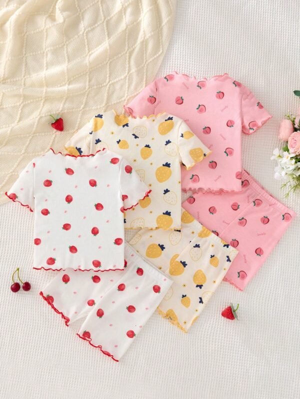 6 pcs pyjama fraise été – Image 2