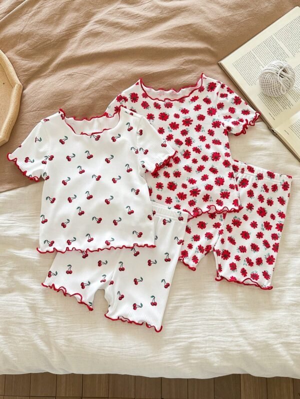 Ensemble 4 pcs fleurs volanté