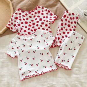 Ensemble 4 pcs fleurs volanté